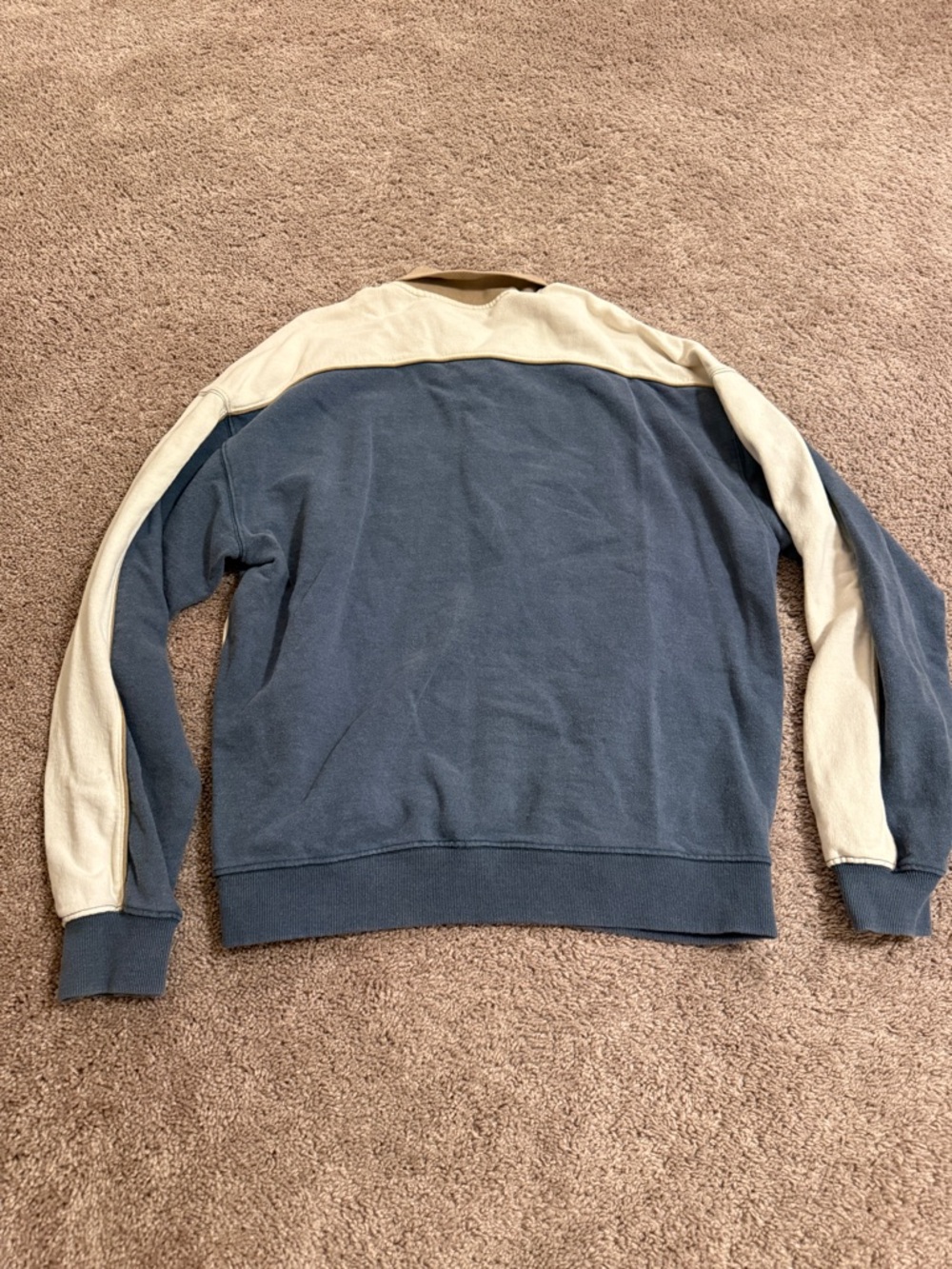 Men's Navy and Cream Zip-Neck Pullover Sweater urban outfitters - Picture 8 of 9